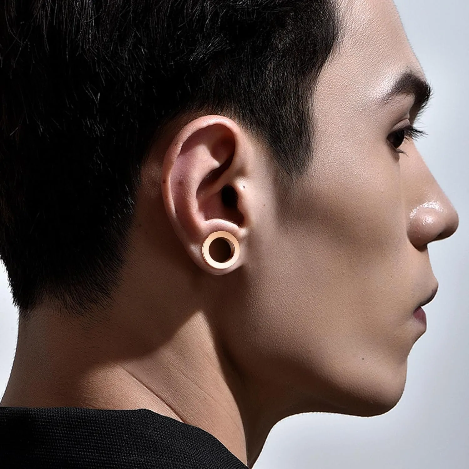 Ear Tunnels, 2PCS Surgical Steel Gauges For Ears Rose Gold Hoop Ear Gauges 14G Piercing Jewelry Set
