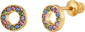 Earrings For Girls, 18k Multicolored Halo Hypoallergenic Earrings for Girls, Stud Screw On Safety Backs, Stainless Steel Ultra Sensitive Ears Post For Kids, Toddlers, Little Girls, Teens