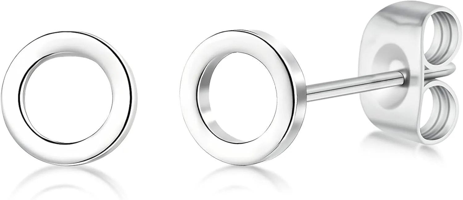 Earrings for Women, Titanium Circle 5mm Lightning Bolt Earring, Hypoallergenic Nickel Free Cross Stud Earring, Gold/Silver Options
