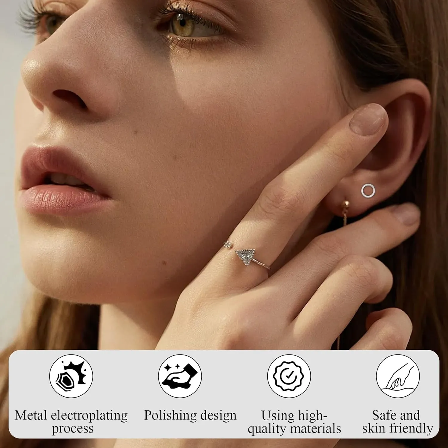 Earrings for Women, Titanium Circle 5mm Lightning Bolt Earring, Hypoallergenic Nickel Free Cross Stud Earring, Gold/Silver Options