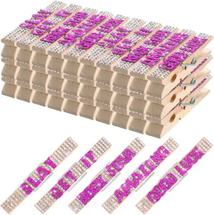 Ecation 30 Pcs Cheerleading Rhinestone Spirit Clips Competition Cheer Pins Clothespins Cheer Charms for Clothes Pins Gifts Team Supplies Party Favors Accessories Bulk Teen Sports Girls (Rose Red)