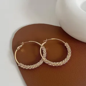 Eioi & Lmnm Women's Cubic Zirconia Crystal Gold Hoop Earrings, Sparkling Crystal Thin Round Hoop Earrings, 14K Gold Plated Hypoallergenic Rhinestone Hoop Earrings, Sparkly Crystal 35mm Big Hoop Earrings, Trendy Jewelry Gift for Her