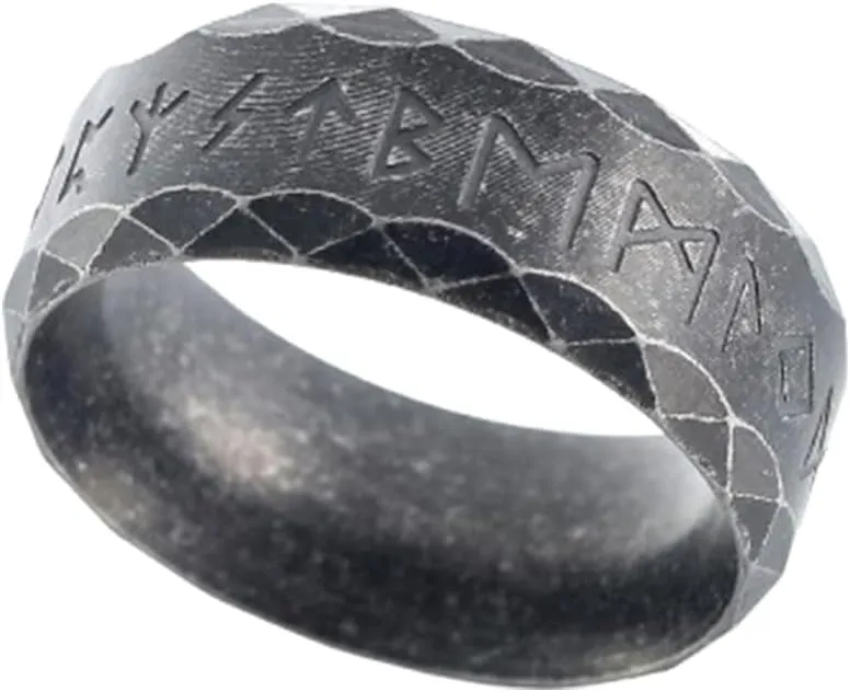 Elder Futhark Runes Ring - Runic Alphabets Design Stainless Steel Nordic Viking Jewelry