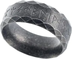 Elder Futhark Runes Ring - Runic Alphabets Design Stainless Steel Nordic Viking Jewelry