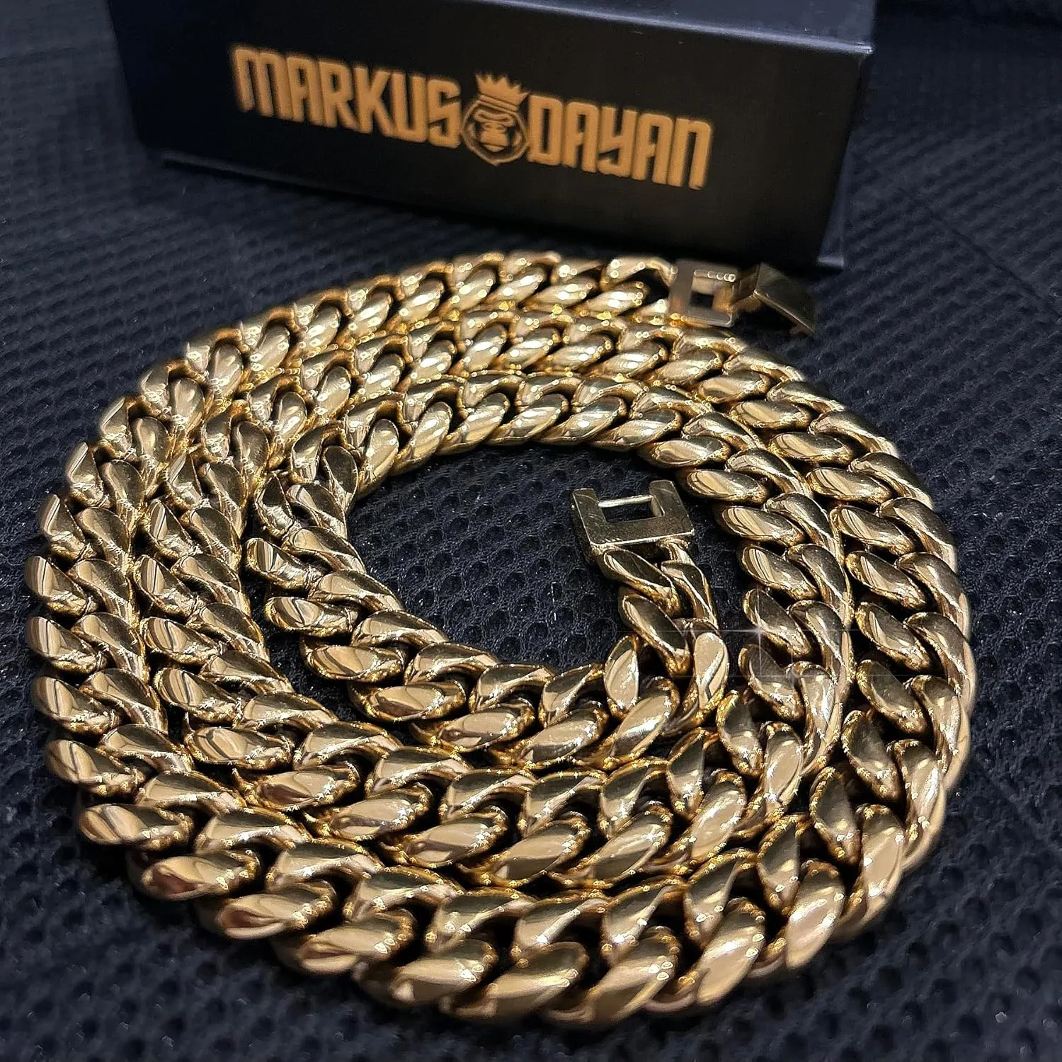 Extra Large Iced Out Jesus Head Pendant   12mm Cuban Link Chain 24in | 18K Gold-Plated Jesus Piece - Very Detailed Solid Back | Hip Hop, Rapper Jewelry | Gift Box