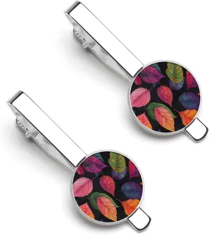 Fall Leaves Tie Clip Tack Pins Cufflinks Necktie Bar Pinch Business Wedding Clothing Accessories for Men Women