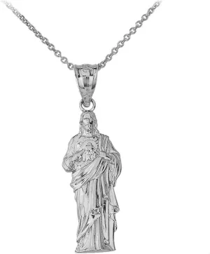 Fine 925 Sterling Silver Jesus Christ Body Pendant Necklace