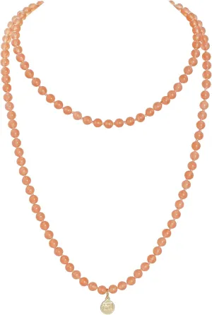 Firstmeet Stone Necklace Long Agate Beads Chain Round Smooth Bracelet Jewelry for Women
