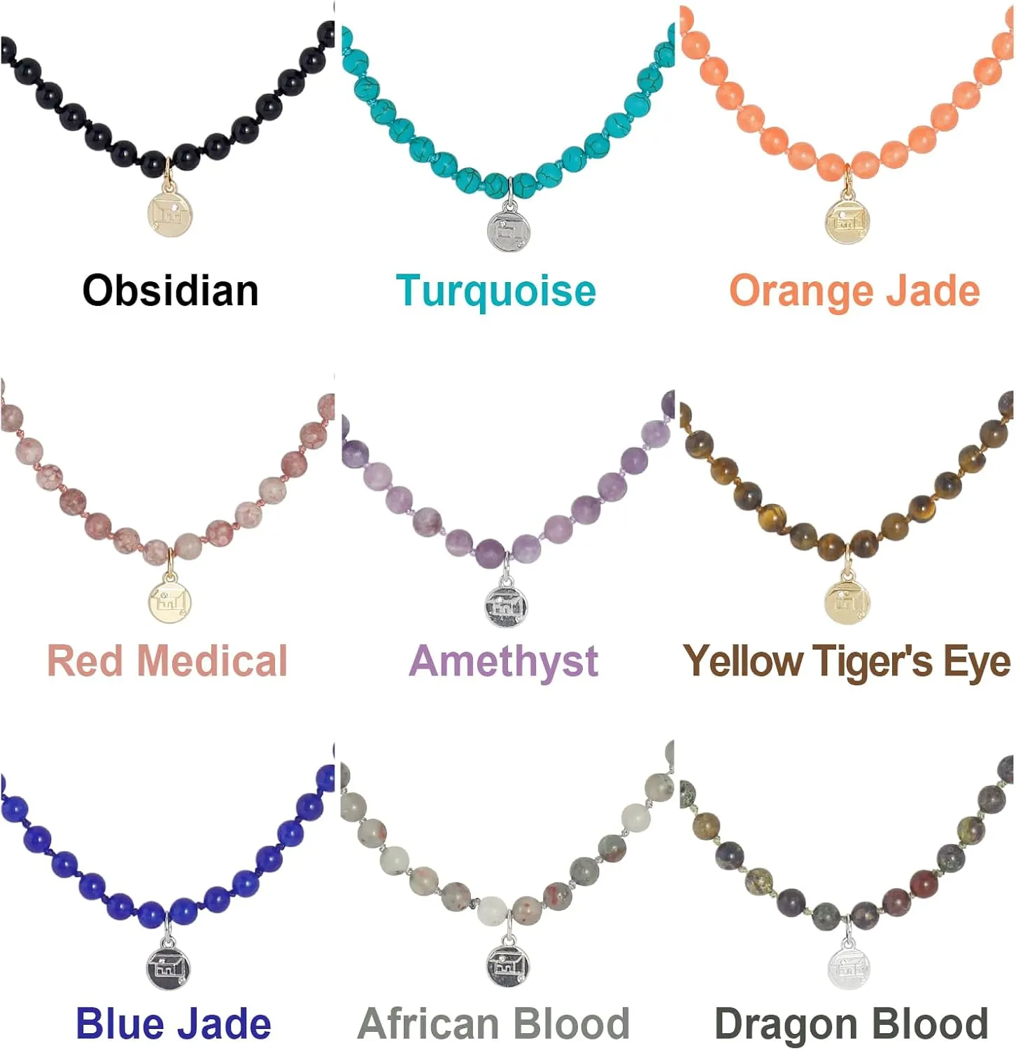 Firstmeet Stone Necklace Long Agate Beads Chain Round Smooth Bracelet Jewelry for Women
