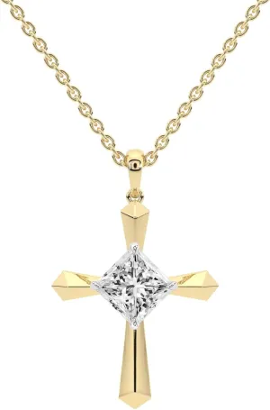 FRIENDLY DIAMONDS Lab Grown Diamond Dangling Pendant Necklace | 0.75 Carat  6 Carat Serenity Cross IGI Certified Diamond Necklace |14K Or 18K White, Yellow Or Rose Gold | FG-VS1-VS2 Quality