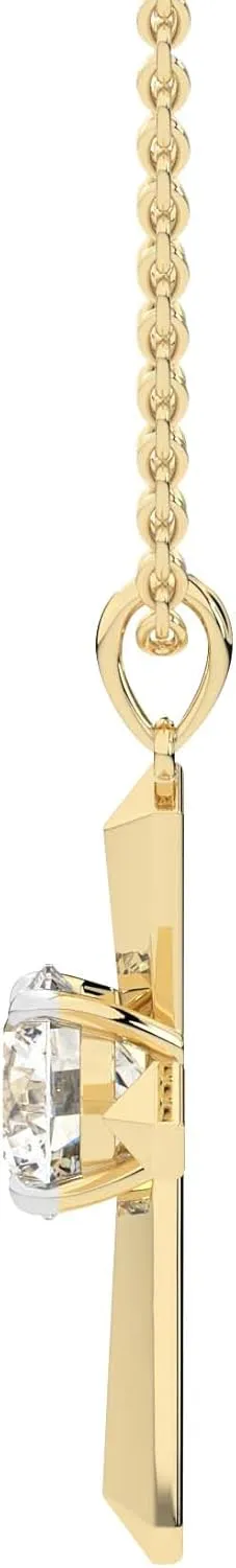 FRIENDLY DIAMONDS Lab Grown Diamond Dangling Pendant Necklace | 0.75 Carat  6 Carat Serenity Cross IGI Certified Diamond Necklace |14K Or 18K White, Yellow Or Rose Gold | FG-VS1-VS2 Quality