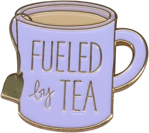 Fueled By Tea Enamel Pin Collect Cute Arts Metal Cartoon Brooch Backpack Clothes Collar Minimalism Lapel Badges Jewelry Gift