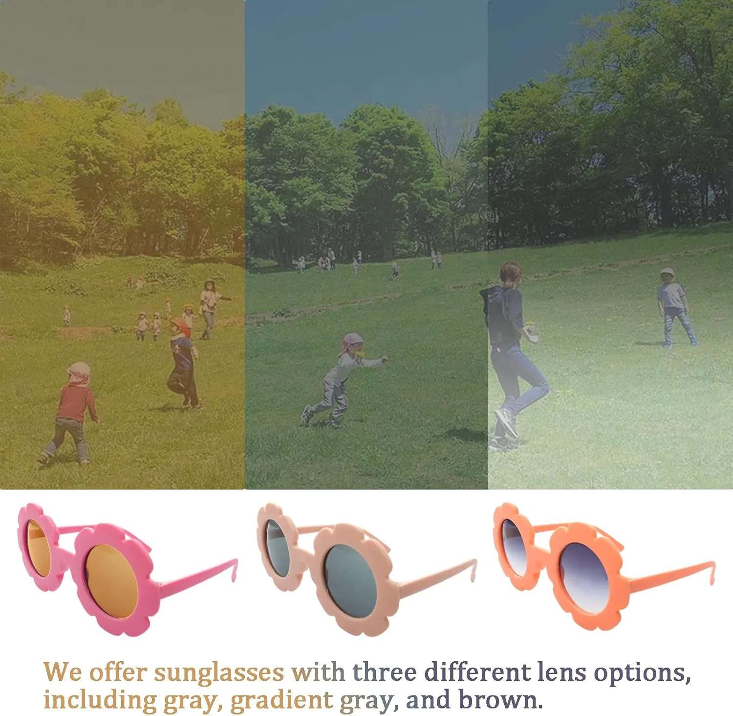 Fumwase Kids Round Flower Sunglasses for Girls Toddler - 12 Pairs, 100 Letter Beads, 50 Flower Beads, 1 Glue