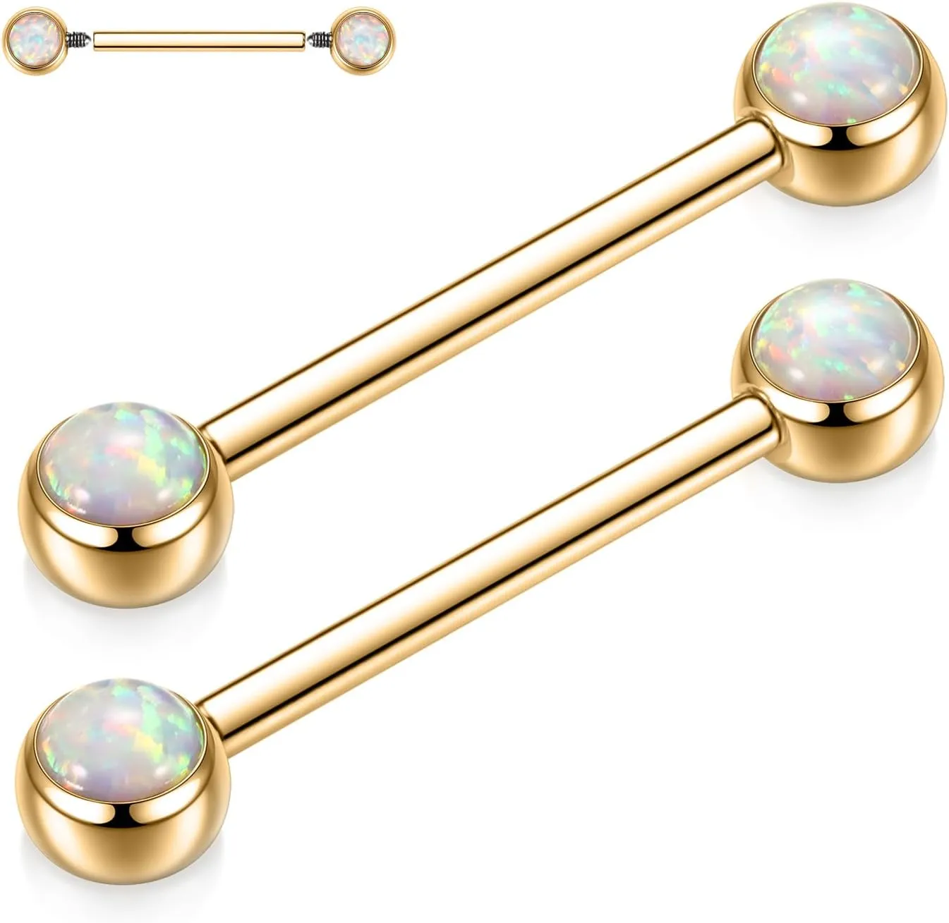 FUNLMO 1 Pair 14G Nipple Rings Flat Back Nipple Piercing Jewelry G23 Titanium Nipple Jewelry Internally Threaded Nipple Barbell Tongue Bridge Piercing Jewelry for Women