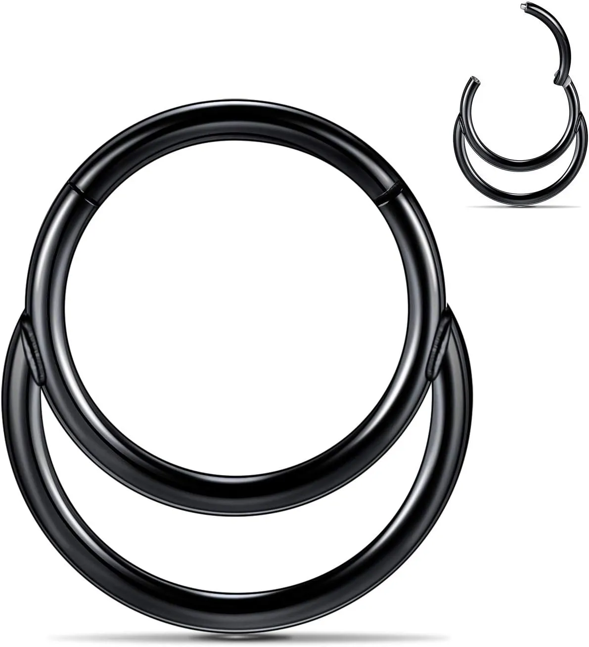 FUNLMO 316L Surgical Steel Septum Ring Double Hoop Nose Ring Daith Tragus Helix Rook Conch Piercing Jewelry Cartilage Hoop Earring