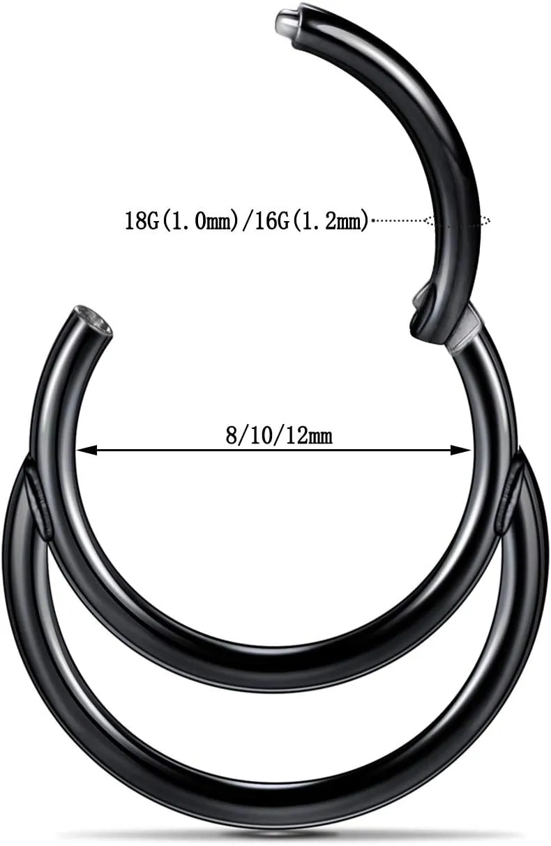 FUNLMO 316L Surgical Steel Septum Ring Double Hoop Nose Ring Daith Tragus Helix Rook Conch Piercing Jewelry Cartilage Hoop Earring