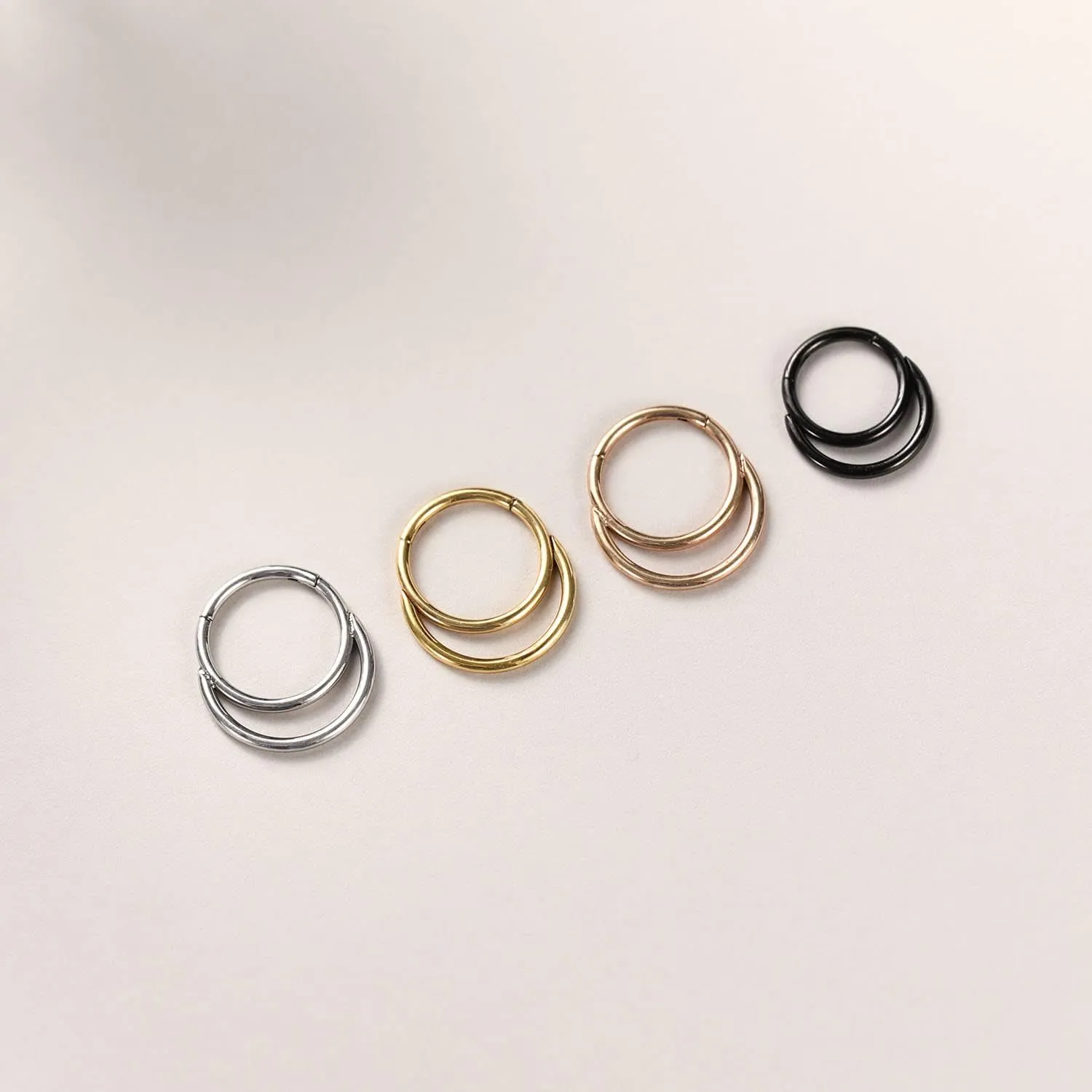 FUNLMO 316L Surgical Steel Septum Ring Double Hoop Nose Ring Daith Tragus Helix Rook Conch Piercing Jewelry Cartilage Hoop Earring