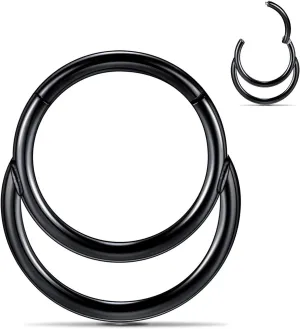 FUNLMO 316L Surgical Steel Septum Ring Double Hoop Nose Ring Daith Tragus Helix Rook Conch Piercing Jewelry Cartilage Hoop Earring
