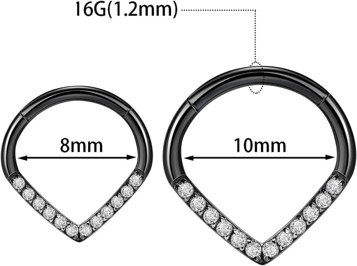 FUNLMO 316L Surgical Steel Septum Ring Teardrop Daith Tragus Helix Rook Conch Piercing Jewelry Cartilage Hoop Earring Hinged Nose Ring
