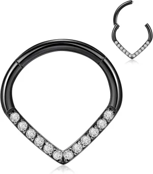 FUNLMO 316L Surgical Steel Septum Ring Teardrop Daith Tragus Helix Rook Conch Piercing Jewelry Cartilage Hoop Earring Hinged Nose Ring