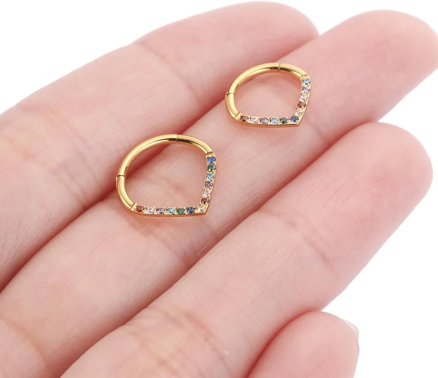 FUNLMO 316L Surgical Steel Septum Ring Teardrop Daith Tragus Helix Rook Conch Piercing Jewelry Cartilage Hoop Earring Hinged Nose Ring