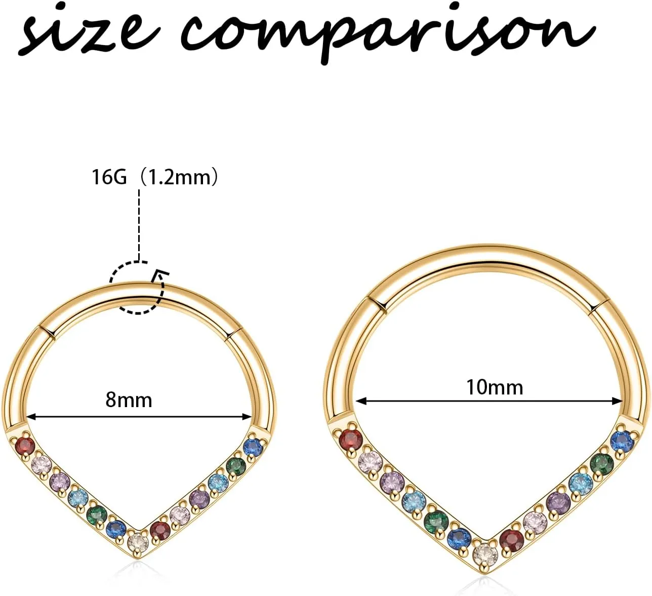 FUNLMO 316L Surgical Steel Septum Ring Teardrop Daith Tragus Helix Rook Conch Piercing Jewelry Cartilage Hoop Earring Hinged Nose Ring