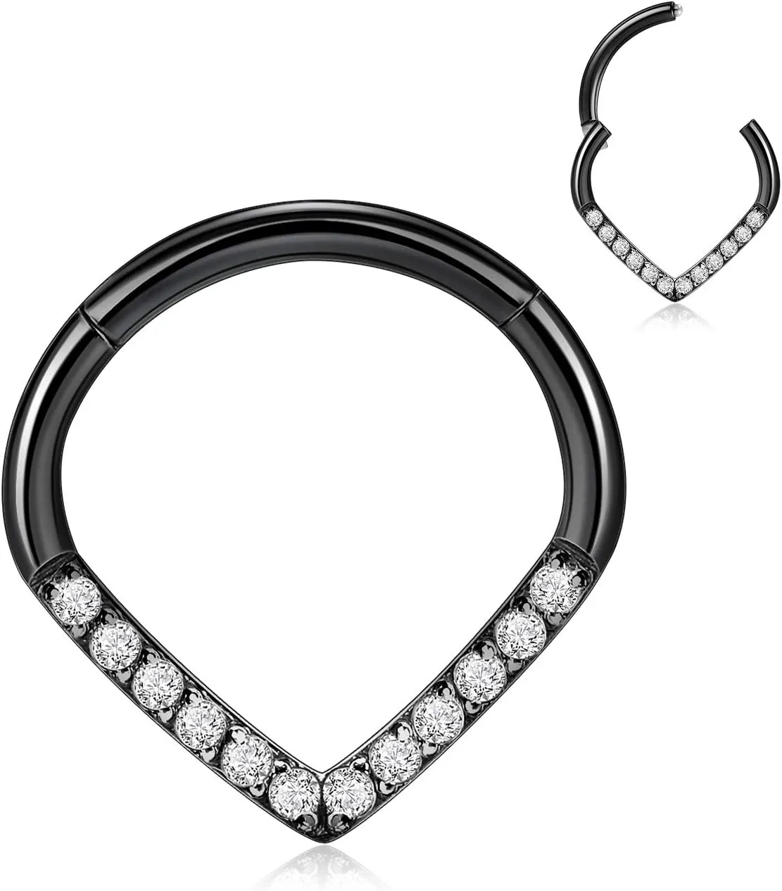 FUNLMO 316L Surgical Steel Septum Ring Teardrop Daith Tragus Helix Rook Conch Piercing Jewelry Cartilage Hoop Earring Hinged Nose Ring