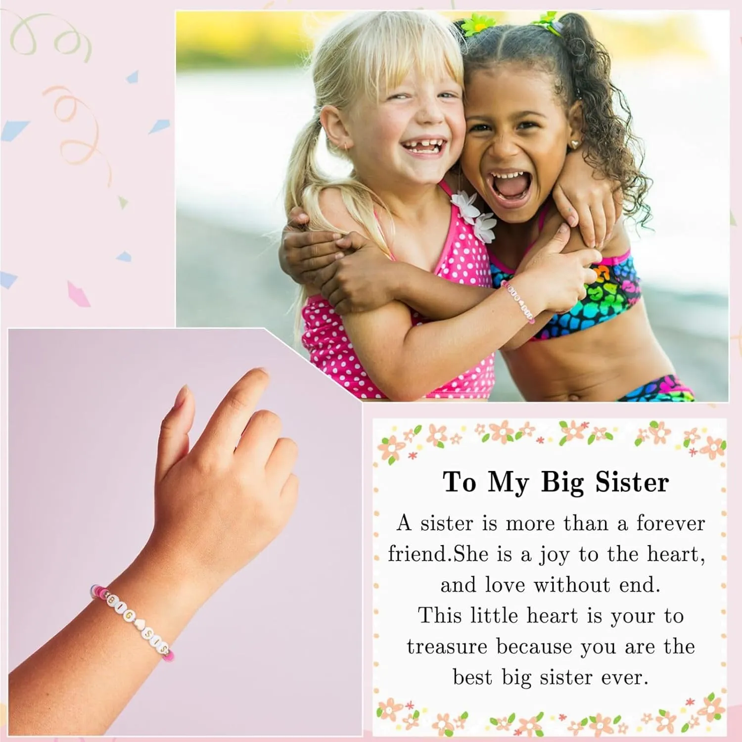 Fuqimanman2020 Big Sister Bracelet Colorful Little Sister Bracelet Letter Beads Bracelet for Sister Jewelry Gift