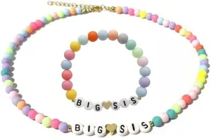 Fuqimanman2020 Big Sister Bracelet Colorful Little Sister Bracelet Letter Beads Bracelet for Sister Jewelry Gift
