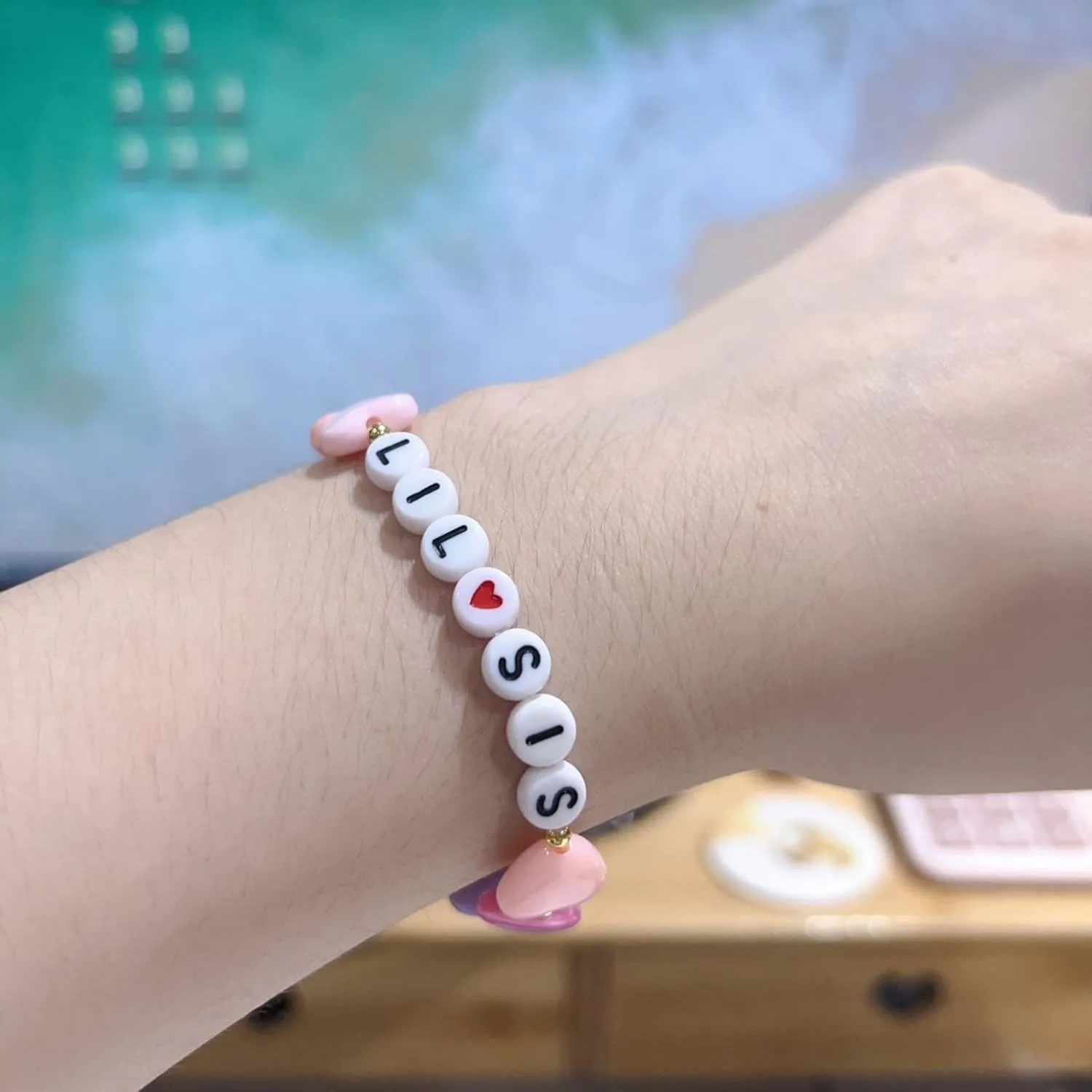 Fuqimanman2020 Big Sister Bracelet Colorful Little Sister Bracelet Letter Beads Bracelet for Sister Jewelry Gift