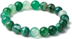 Fuqimanman2020 Laughing Buddha Pendant Stretch Bracelet Jade Natural Stone Beaded Strand Cubic Zirconia Crystal Elastic Lucky Gemstone Amulet Protection Jewelry for Women Men