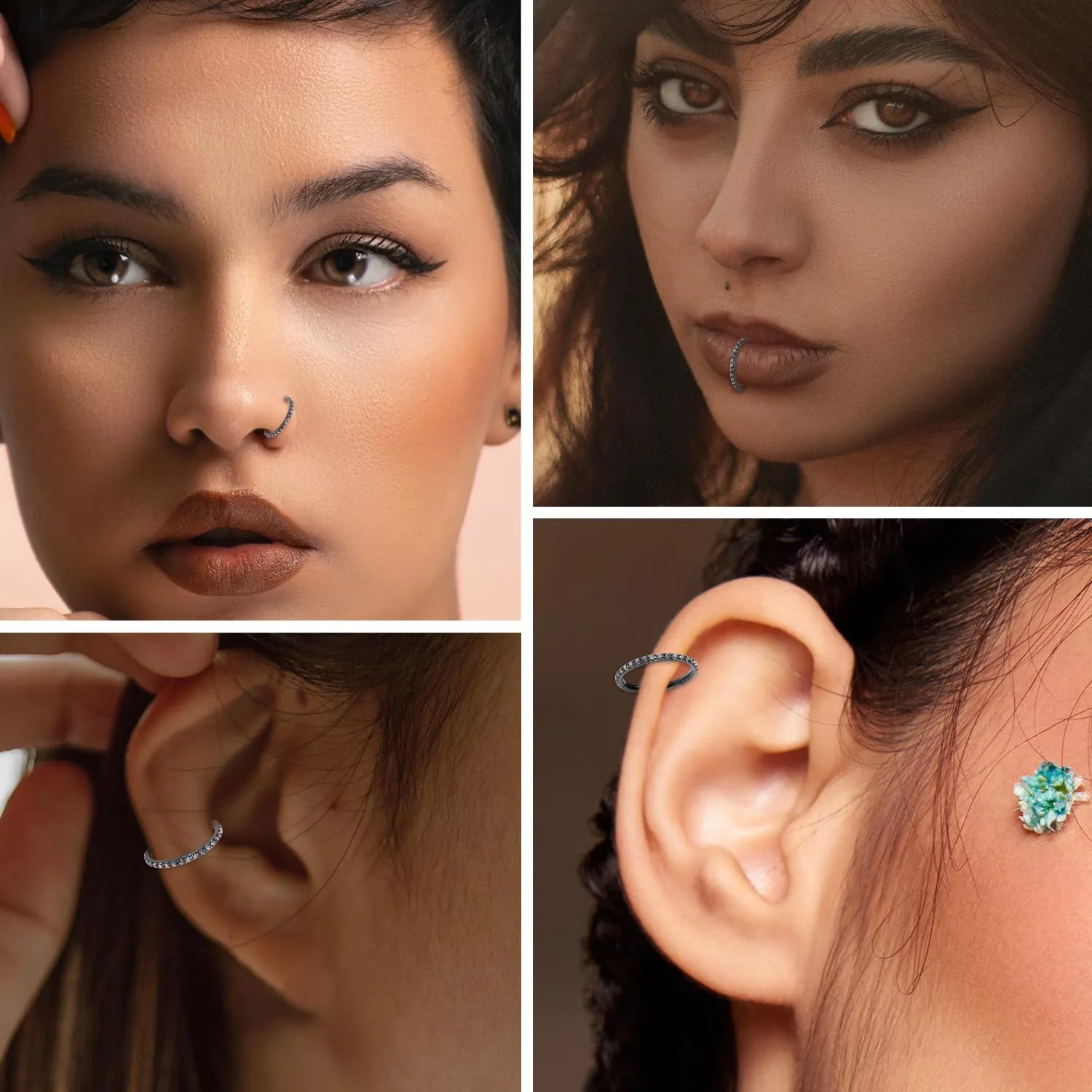 GAGABODY Conch Piercing Jewelry 20g 18g 16g 14g 12g Septum Jewelry Conch Hoop Daith Earrings Surgical Steel Clicker Hoop Piercing Rings Lip Rings with CZ Helix Rook Cartilage Piercing Jewelry