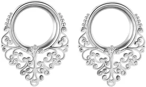 Gauge Tunnels, 2PCS Stainless Steel Tunnel Set Vintage Leaves Gauges Earrings Body Piercings Jewelry