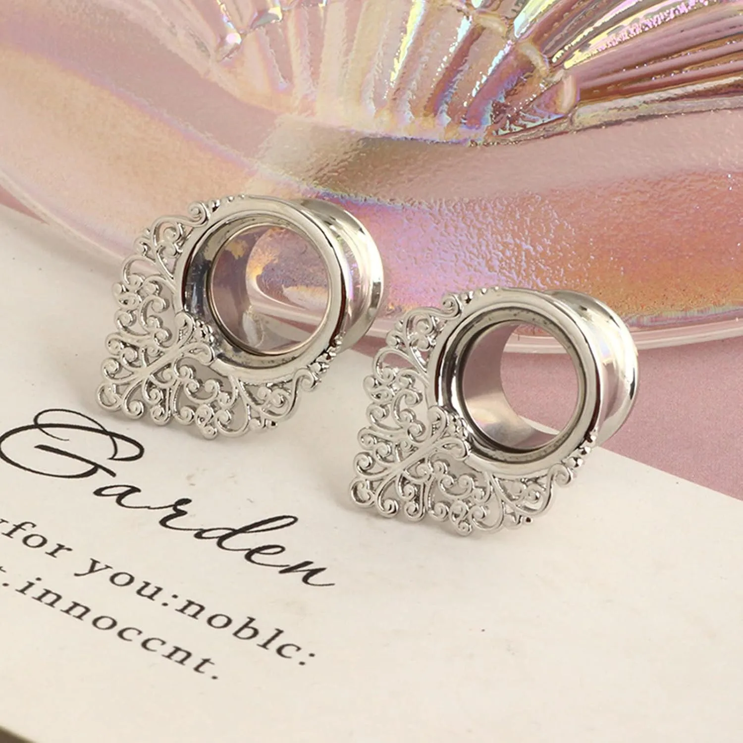 Gauge Tunnels, 2PCS Stainless Steel Tunnel Set Vintage Leaves Gauges Earrings Body Piercings Jewelry