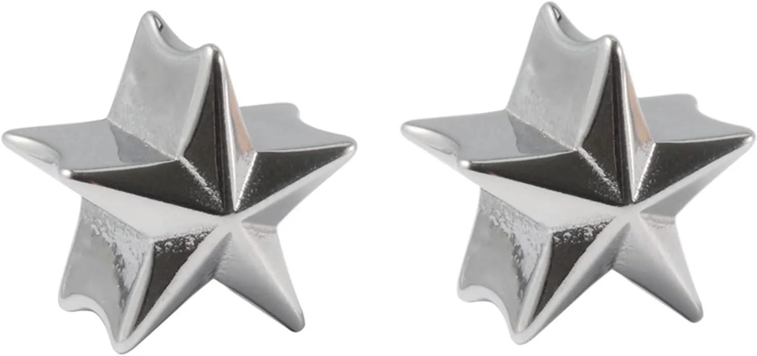 Gauge Tunnels, 2PCS Surgical Steel Ear Plugs Gauges Solid Star Tunnels For Ears Piercing Jewelry