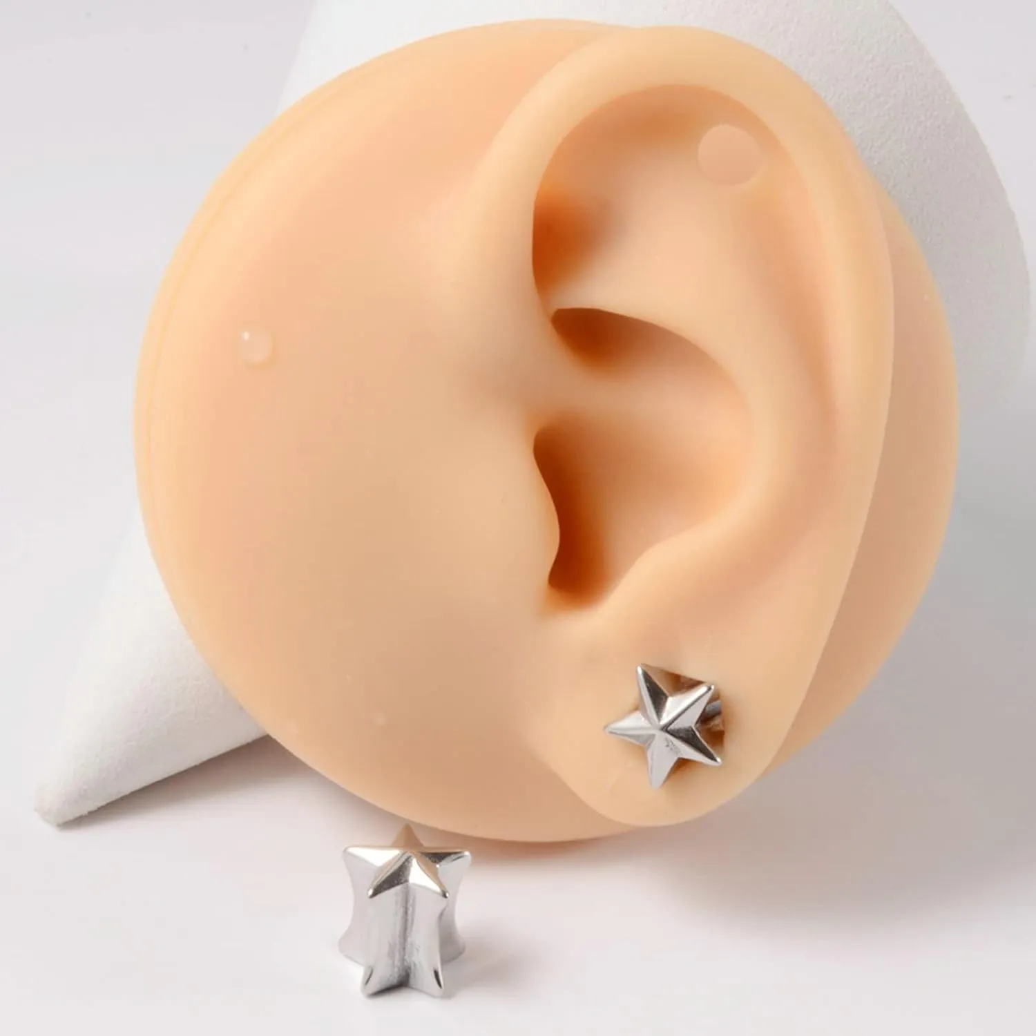 Gauge Tunnels, 2PCS Surgical Steel Ear Plugs Gauges Solid Star Tunnels For Ears Piercing Jewelry