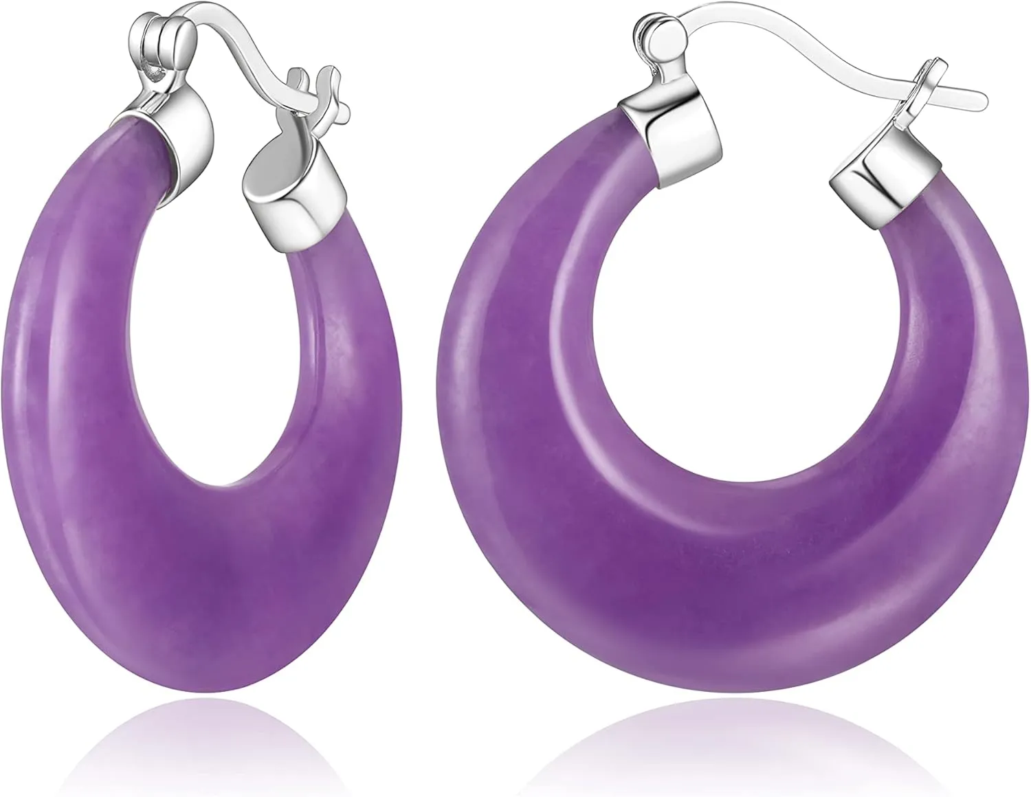 Genuine Jade Earrings - Green Jade Dangle Drop or Huggie Hoop Earrings for Women, Good Luck Protection Healing