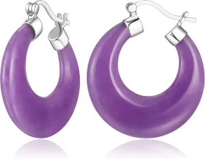 Genuine Jade Earrings - Green Jade Dangle Drop or Huggie Hoop Earrings for Women, Good Luck Protection Healing