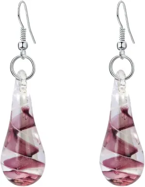 Glass Water Drop Shape Glaze Spiral Dangle Earrings Lampwork Handmade Glass Bead Geometric Earrings for Women Jewelry