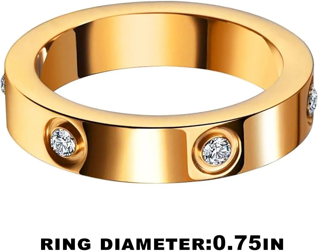 Gleamart Love Friendship Ring Stainless Steel Love Ring with Cubic Zirconia