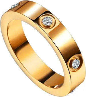 Gleamart Love Friendship Ring Stainless Steel Love Ring with Cubic Zirconia