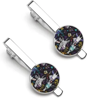 Goat And Flowers Tie Clip Tack Pins Cufflinks Necktie Bar Pinch Business Wedding Clothing Accessories for Men Women