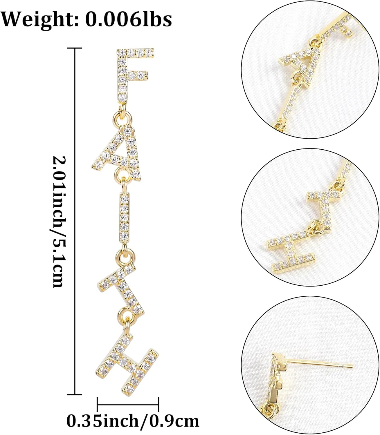 Gold Dangle Letter Earrings for Women 14K Gold Plated Long Alphabet Earrings Drop Cubic Zirconia Lightweight Dainty QUEEN DREAM FAITH HOPE LUCKY LOVE Statement Earrings Trendy Jewelry Gifts for Women