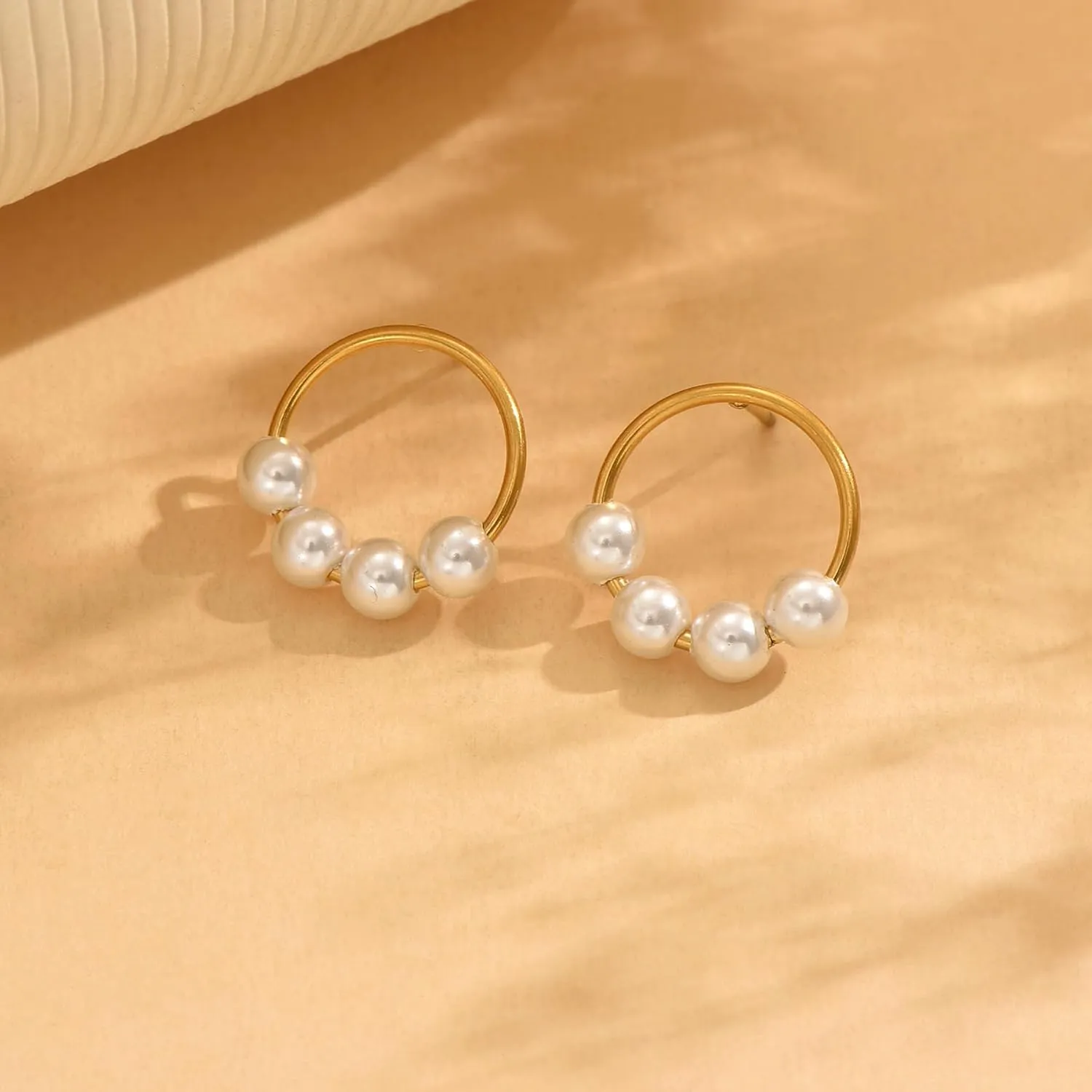 Gold Earrings for Women 18K Gold Plated Twist Circle Butterfly Pearl Sunburst Stud Earrings Minimalist Cubic Zirconia Studs Hypoallergenic Non Tarnish Gold Jewelry Gifts