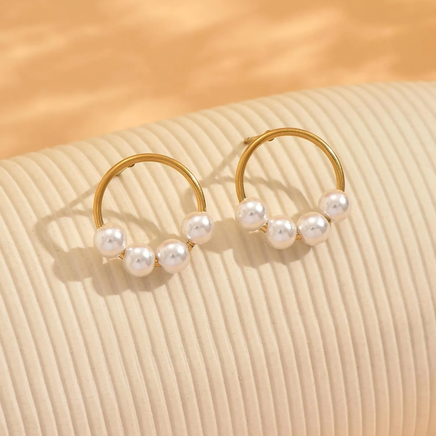 Gold Earrings for Women 18K Gold Plated Twist Circle Butterfly Pearl Sunburst Stud Earrings Minimalist Cubic Zirconia Studs Hypoallergenic Non Tarnish Gold Jewelry Gifts
