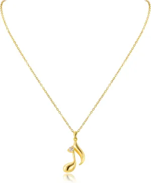Gold Music Note Pendant Necklace Cubic Zirconia for Women Music Lover Musican Gifts