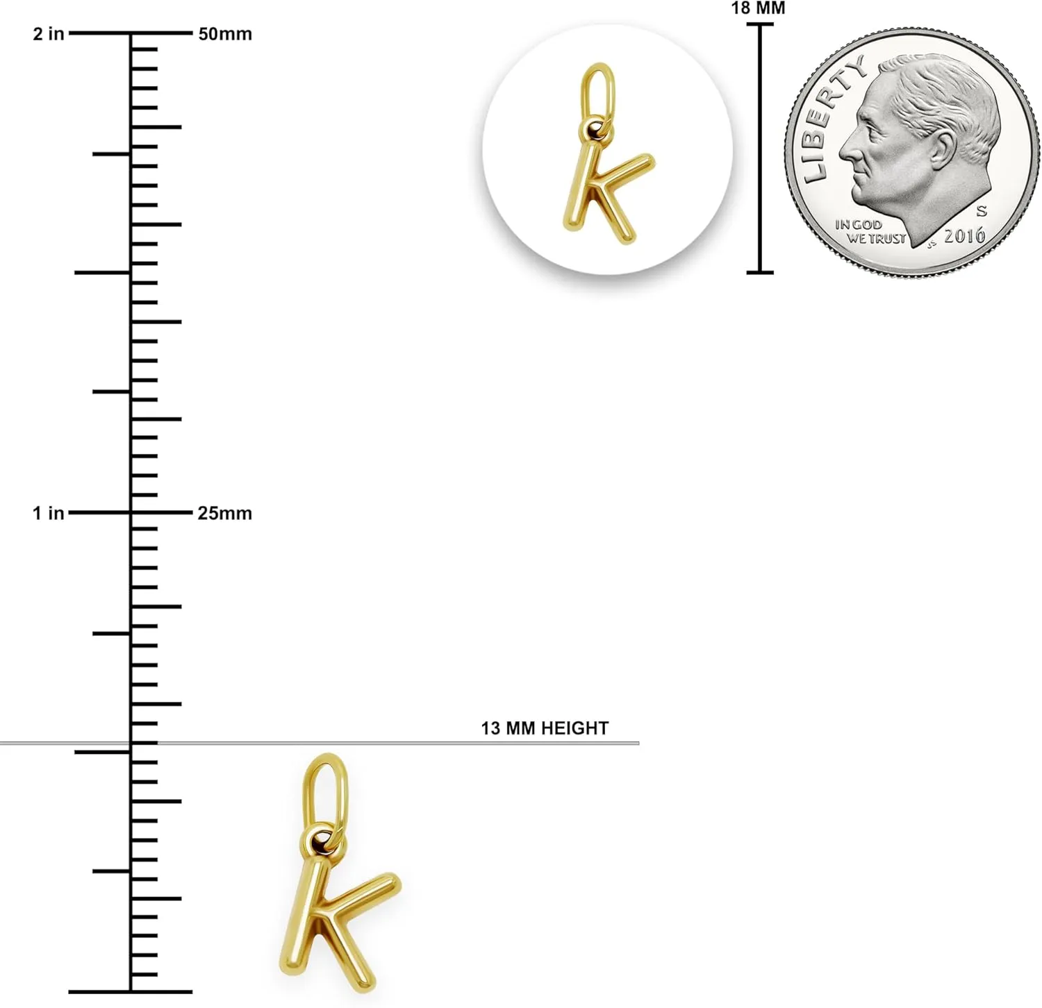 Gold Puffed Initial Letter Charm - 10 Karat Gold - 3D Bubble Letter Pendant - Initial Jewelry - Dainty Initial Pendant