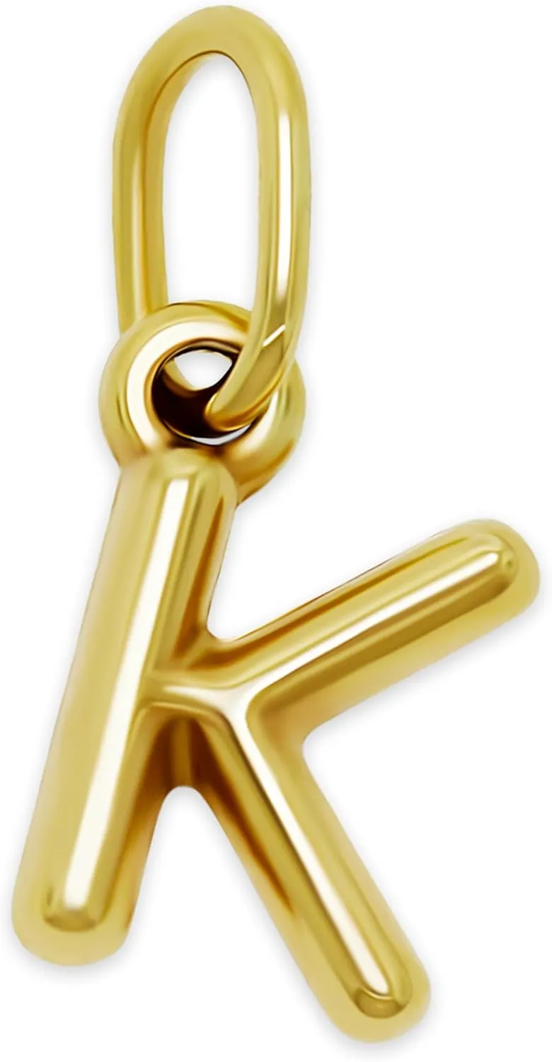 Gold Puffed Initial Letter Charm - 10 Karat Gold - 3D Bubble Letter Pendant - Initial Jewelry - Dainty Initial Pendant