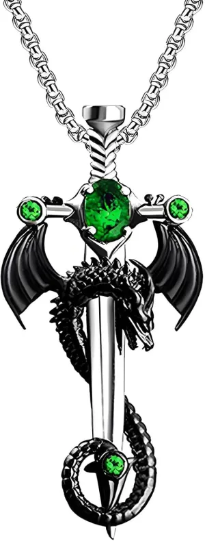 Gothic Dragon Necklace for Men Gothic Cross Necklace Vintage Punk Cross Dragon Wing Necklace Halloween Gothic Dark Style Jewelry Gifts Accessories