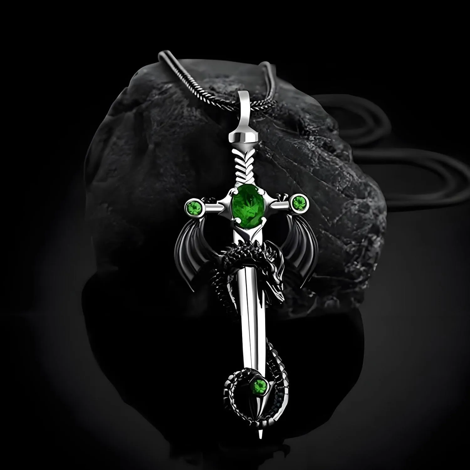 Gothic Dragon Necklace for Men Gothic Cross Necklace Vintage Punk Cross Dragon Wing Necklace Halloween Gothic Dark Style Jewelry Gifts Accessories